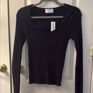 Old Navy Black Ribbed Long Sleeve Sweater